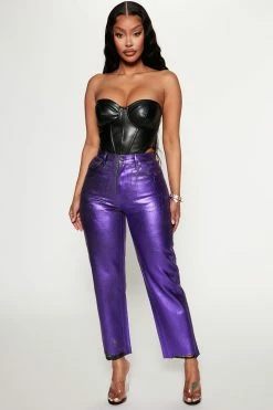 Fashion Nova Daydream Coated Straight Leg Jeans - Purple