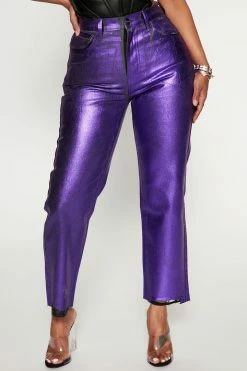 Fashion Nova Daydream Coated Straight Leg Jeans - Purple