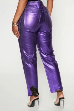 Fashion Nova Daydream Coated Straight Leg Jeans - Purple