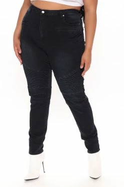 Fashion Nova Fast Engines Moto Skinny Jeans - Black