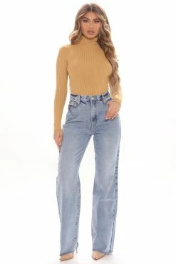 Fashion Nova Match My Energy Non Stretch Straight Leg Jeans - Medium Blue Wash