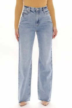 Fashion Nova Match My Energy Non Stretch Straight Leg Jeans - Medium Blue Wash