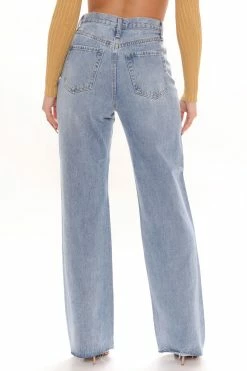 Fashion Nova Match My Energy Non Stretch Straight Leg Jeans - Medium Blue Wash