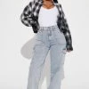 Fashion Nova Plenty Good 90's Cargo Jeans - Light Wash Straight Leg Jeans