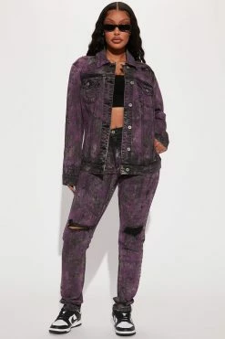 Fashion Nova True Colors High Rise Painted Skinny Jeans - Black/Purple