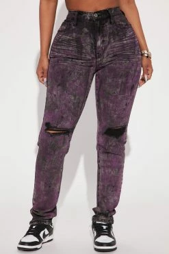 Fashion Nova True Colors High Rise Painted Skinny Jeans - Black/Purple