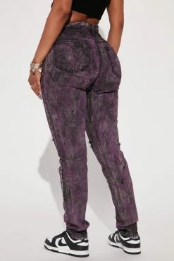 Fashion Nova True Colors High Rise Painted Skinny Jeans - Black/Purple