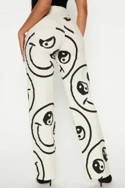Fashion Nova Yin To My Yang Straight Leg Jeans - White/Black