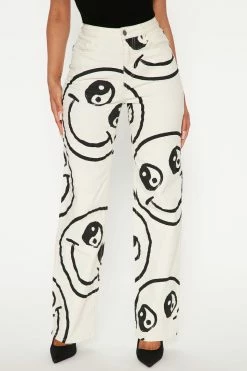 Fashion Nova Yin To My Yang Straight Leg Jeans - White/Black