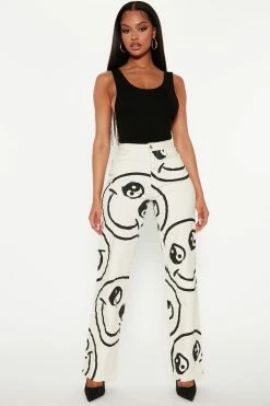 Fashion Nova Yin To My Yang Straight Leg Jeans - White/Black