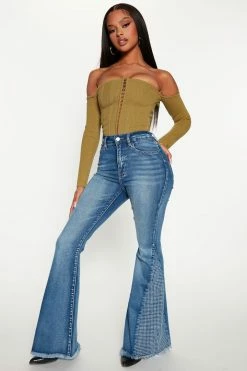 Fashion Nova Chick Flicks Stretch Flare Jeans - Medium Wash