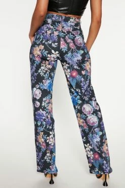 Fashion Nova Isabel's Garden High Rise Straight Leg Jeans - Black/Purple