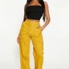 Fashion Nova Bad Intentions Cargo Jeans - Mustard Baggy Jeans