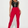 Fashion Nova Super High Waist Denim Skinnies - Magenta Skinny Jeans