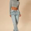 Fashion Nova Crossover Straight Leg Jeans - Light Blue Wash