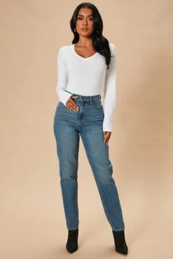Fashion Nova I Got It From My Mama Jeans - Medium Wash Mom Jeans