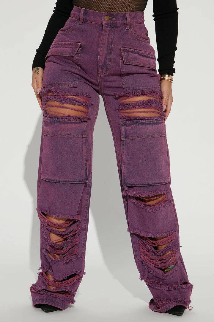 Flash Sale π Fashion Nova Baggy π Jeans Believe Me Ripped High Rise Cargo π Jeans - Magenta β 4 Fashion Nova Baggy Jeans Believe Me Ripped High Rise Cargo Jeans - Magenta