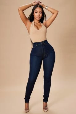 Fashion Nova Flex Game Strong Super High Rise Skinny Jeans - Dark Blue Wash