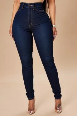 Fashion Nova Flex Game Strong Super High Rise Skinny Jeans - Dark Blue Wash