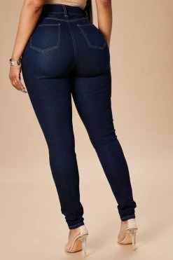Fashion Nova Flex Game Strong Super High Rise Skinny Jeans - Dark Blue Wash