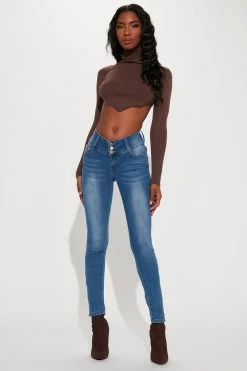Fashion Nova Tall Keeping Secrets Booty Lifting Jeans - Medium Blue Wash Skinny Jeans