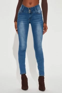 Fashion Nova Tall Keeping Secrets Booty Lifting Jeans - Medium Blue Wash Skinny Jeans