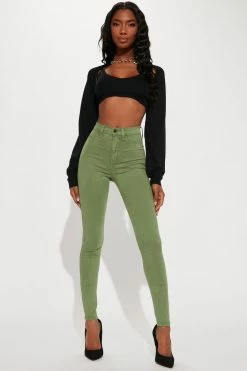 Fashion Nova Tall Classic High Waist Skinny Jeans - Olive