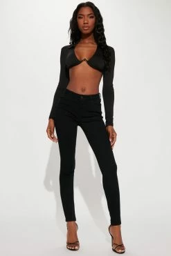 Fashion Nova Tall Classic Mid Rise Skinny Jeans - Black