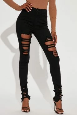 Fashion Nova Skinny Jeans Tall Tell Your Boy Bye Jeans - Black