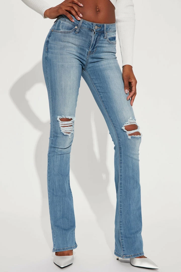 Outlet ❤️ Fashion Nova Tall Jessie Mid Rise Distressed Bootcut Jean - Light Blue Wash Skinny 👖 Jeans 🔔 4 Fashion Nova Tall Jessie Mid Rise Distressed Bootcut Jean - Light Blue Wash Skinny Jeans
