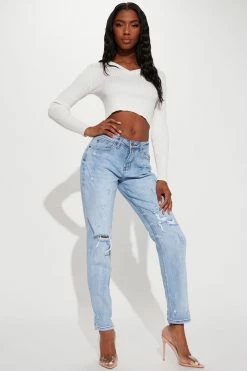 Fashion Nova Tall Keepin Me Stressed Boyfriend Jeans - Medium Blue Wash