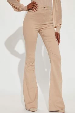 Fashion Nova Tall The Time Is Now High Rise Flare Jeans - Khaki