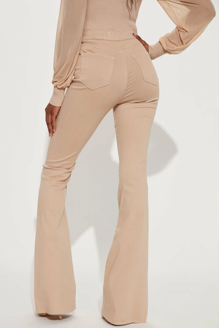 Cheapest 💯 Fashion Nova Tall The Time Is Now High Rise Flare 👖 Jeans - Khaki 👍 5 Fashion Nova Tall The Time Is Now High Rise Flare Jeans - Khaki
