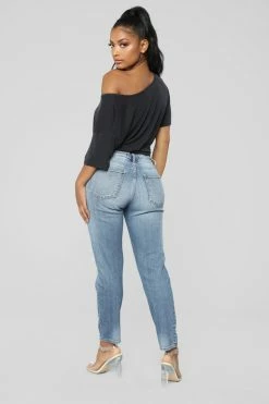 Fashion Nova Tobi High Rise Mom Jeans - Medium Blue Wash