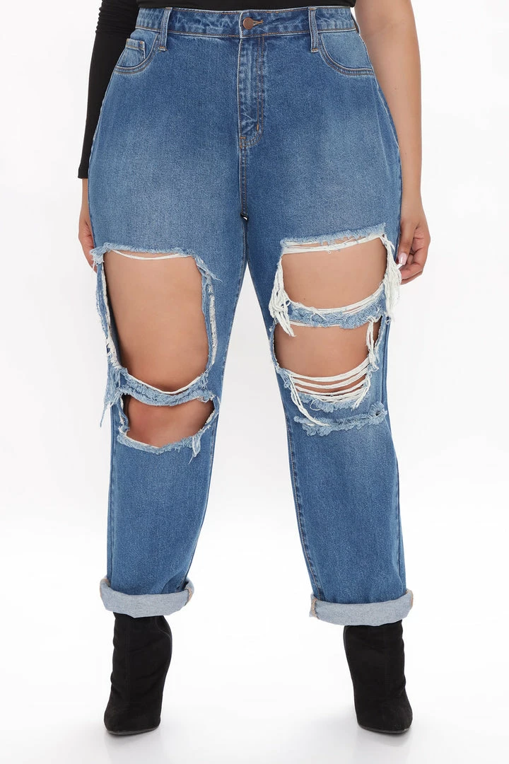 Fashion Nova Back Again Slouch Fit Jeans - Dark Denim Baggy Jeans