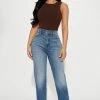 Fashion Nova Petite Killing 'Em Softly Side Split Jean - Medium Blue Wash