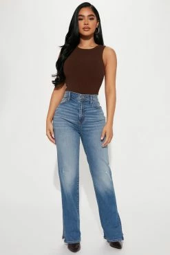 Fashion Nova Petite Killing 'Em Softly Side Split Jean - Medium Blue Wash