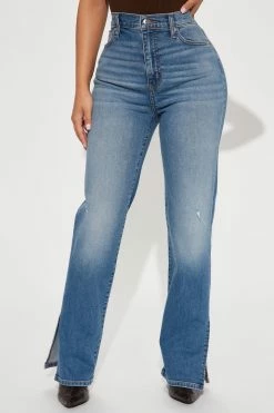 Fashion Nova Petite Killing 'Em Softly Side Split Jean - Medium Blue Wash