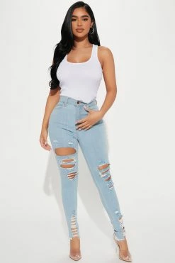 Fashion Nova Petite Tell Your Boy Bye Jeans - Light Blue Wash