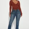 Fashion Nova Y2K Back Flap Bootcut Stretch Jeans - Dark Wash