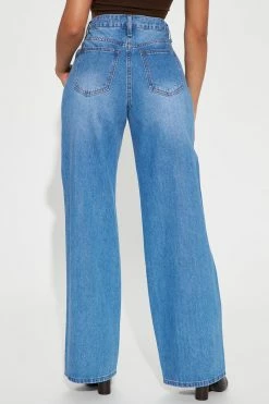Deals 🤩 Fashion Nova London Bridge Cut Off Waistband Baggy 👖 Jeans - Medium Wash ✨ 10 Fashion Nova London Bridge Cut Off Waistband Baggy Jeans - Medium Wash