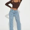 Fashion Nova Work For It Seamed Straight Leg Jeans - Medium Blue Wash