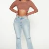 Fashion Nova Seven Heavens Stretch Flare Jeans - Light Wash