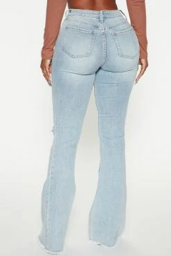 Fashion Nova Seven Heavens Stretch Flare Jeans - Light Wash