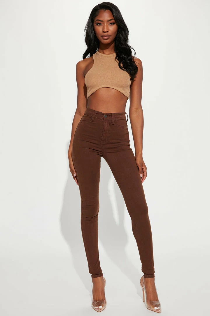 Fashion Nova Tall Classic High Waist Skinny Jeans - Chocolate