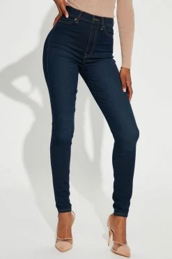 Fashion Nova Tall Flex Game Strong Super High Rise Skinny Jeans - Dark Blue Wash