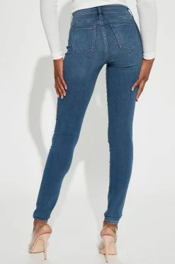 Fashion Nova Tall Flex Game Strong Mid Rise Skinny Jeans - Medium Blue Wash