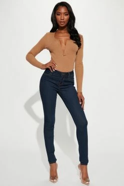 Fashion Nova Tall Classic Mid Rise Skinny Jeans - Dark Denim
