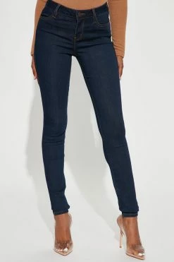 Fashion Nova Tall Classic Mid Rise Skinny Jeans - Dark Denim