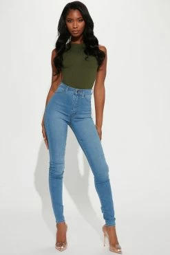 Fashion Nova Tall Flex Game Strong Super High Rise Skinny Jeans - Light Blue Wash